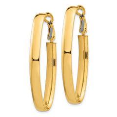 14k High Polished 5mm Omega Back Oval Hoop Earrings - 3