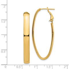 14k High Polished 5mm Omega Back Oval Hoop Earrings - 3