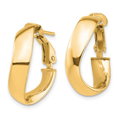 14k High Polished 5mm Wavy Omega Back Hoop Earrings