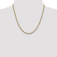 14K 20 inch 3.2mm Semi-Solid with Rhodium Pav‚ Figaro with Lobster Clasp Chain