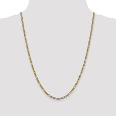 14K 24 inch 3.2mm Semi-Solid with Rhodium Pav‚ Figaro with Lobster Clasp Chain