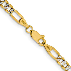 14K 20 inch 3.9mm Semi-Solid with Rhodium Pavâ Figaro with Lobster Clasp Chain