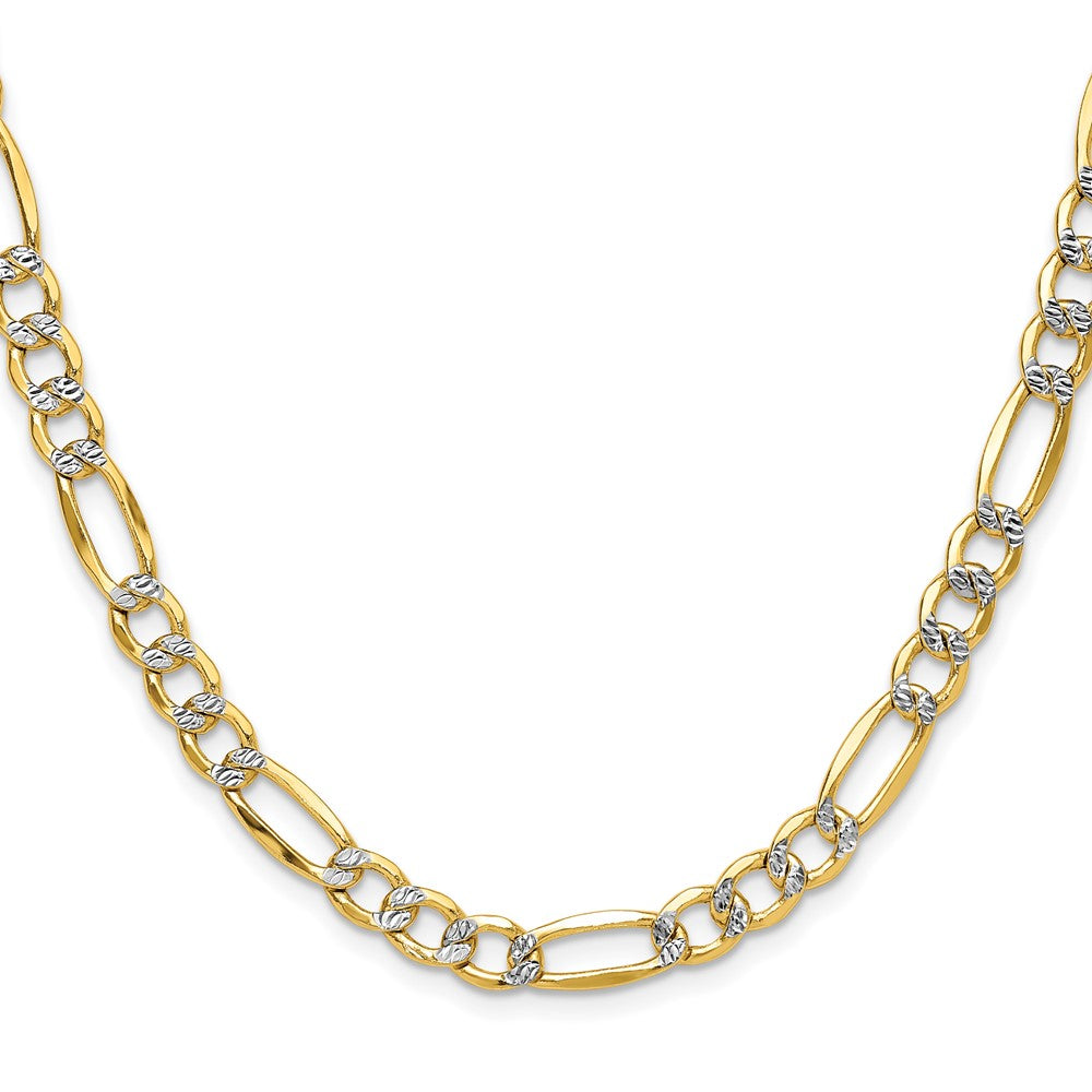 14k 6.5mm Semi-solid with Rhodium Pav‚ Figaro Chain