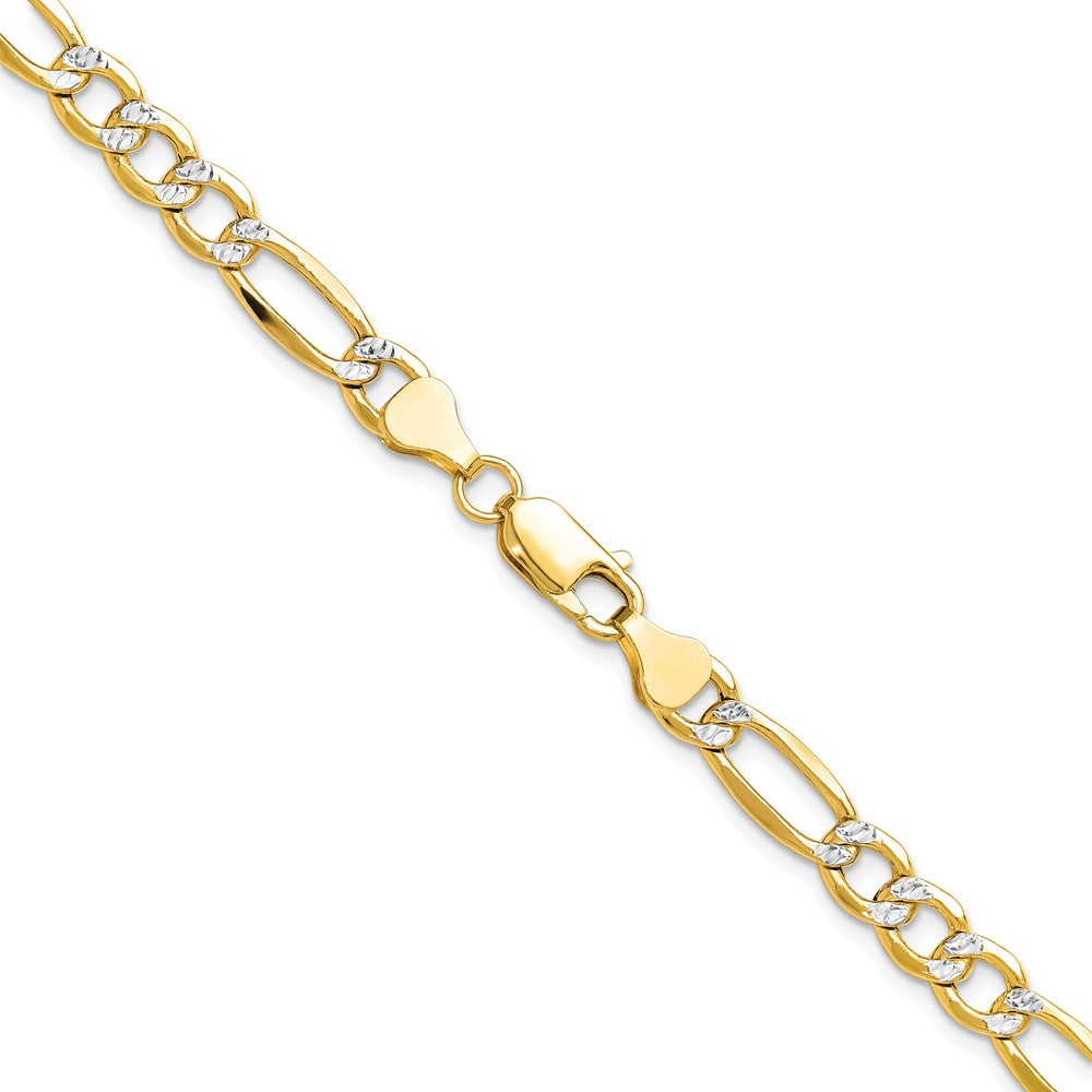 14k 6.5mm Semi-solid with Rhodium Pav‚ Figaro Chain