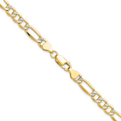 14k 6.5mm Semi-solid with Rhodium Pavâ Figaro Chain - 5