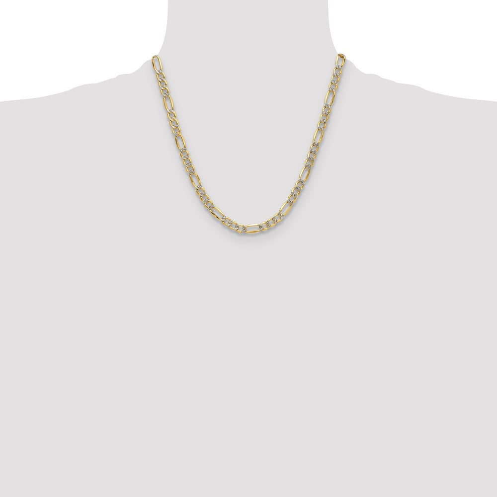 14k 6.5mm Semi-solid with Rhodium Pav‚ Figaro Chain