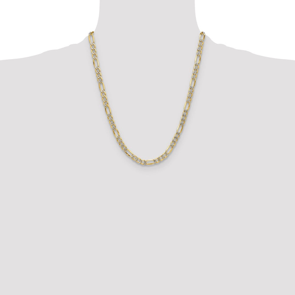 14k 6.5mm Semi-solid with Rhodium Pav‚ Figaro Chain