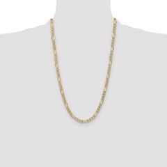 14k 6.5mm Semi-solid with Rhodium Pavâ Figaro Chain - 5