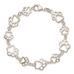 Sterling Silver Polished Paw Print Bracelet - 2