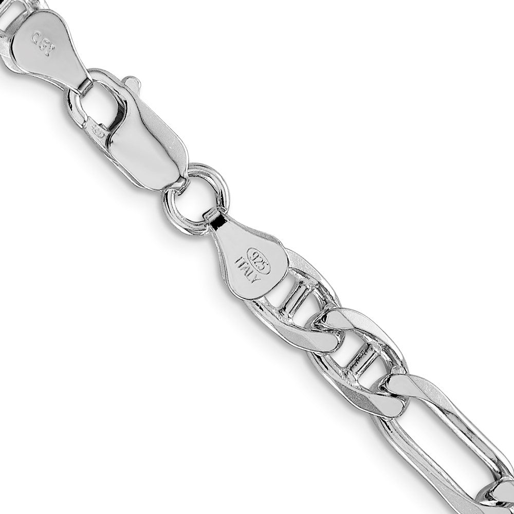 Sterling Silver Rhodium-plated 6.5mm Figaro Anchor Chain