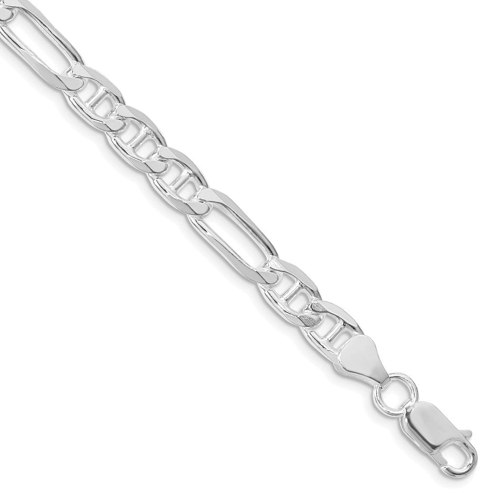 Sterling Silver Rhodium-plated 6.5mm Figaro Anchor Chain - 4