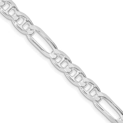 Sterling Silver Rhodium-plated 6.5mm Figaro Anchor Chain