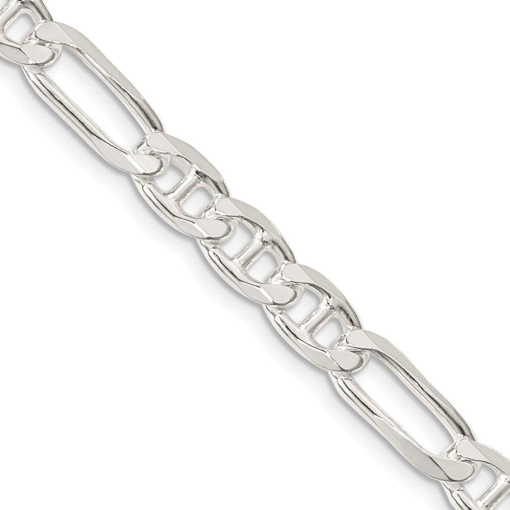 Sterling Silver 6.5mm Figaro Anchor Chain - 7