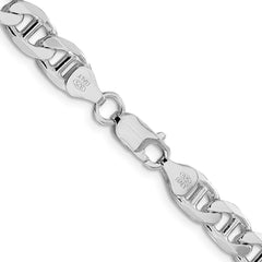 Sterling Silver Rhodium-plated 7.5mm Figaro Anchor Chain