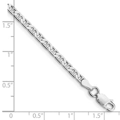 Sterling Silver Rhodium-plated 3mm Flat Anchor Chain Anklet - 2