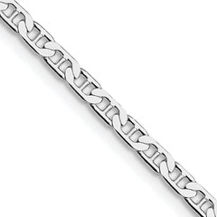 Sterling Silver Rhodium-plated 3mm Flat Anchor Chain - 6