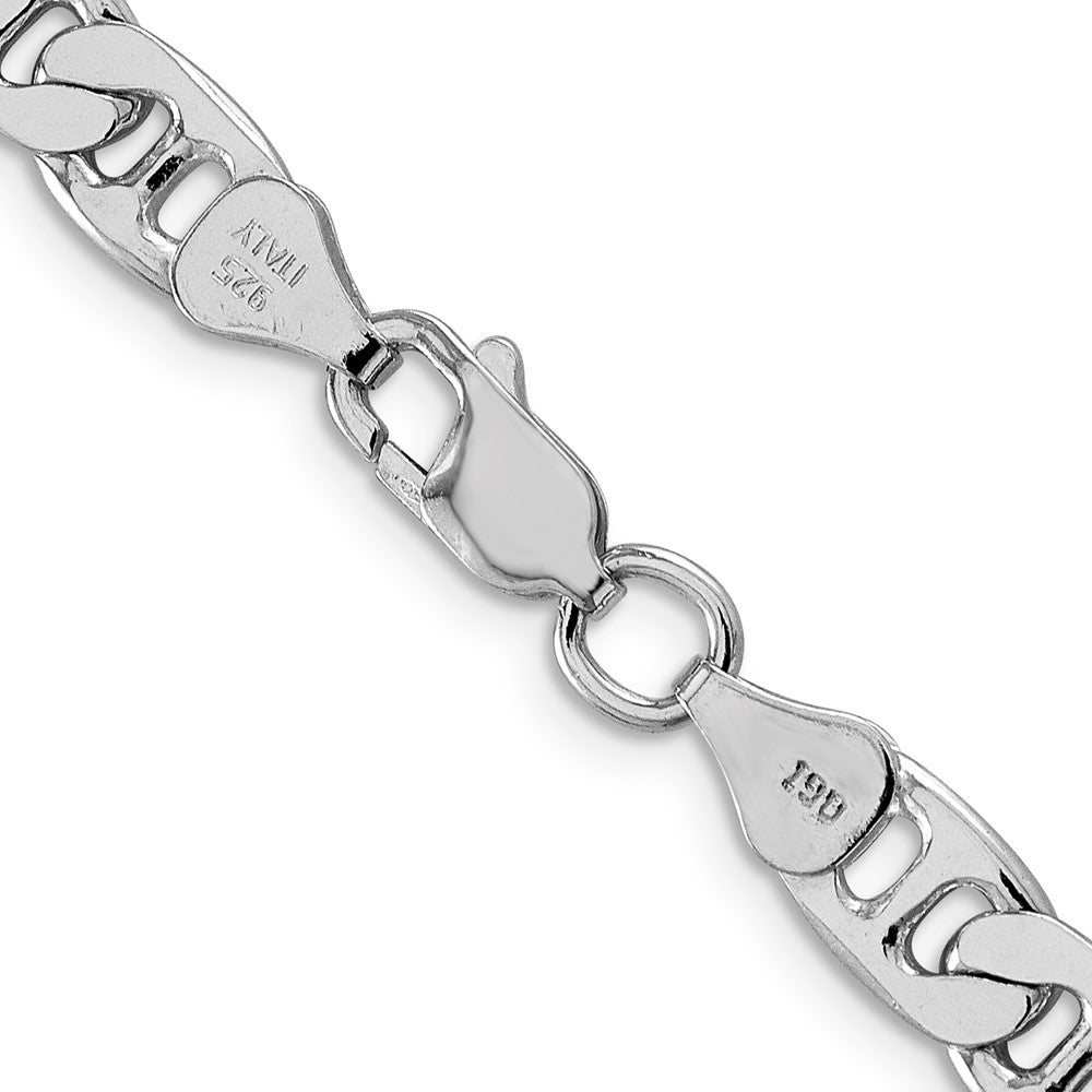 Sterling Silver Rhodium-plated 6.5mm Flat Anchor Chain