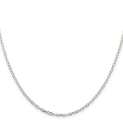Sterling Silver 2.2mm Diamond-cut Long Link Cable Chain - 8