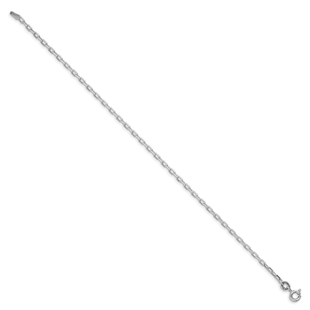 Sterling Silver Rhodium-plated 2.2mm Diamond-cut Long Link Cable Chain - 6