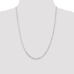 Sterling Silver 2.9mm Diamond-cut Long Link Cable Chain - 4