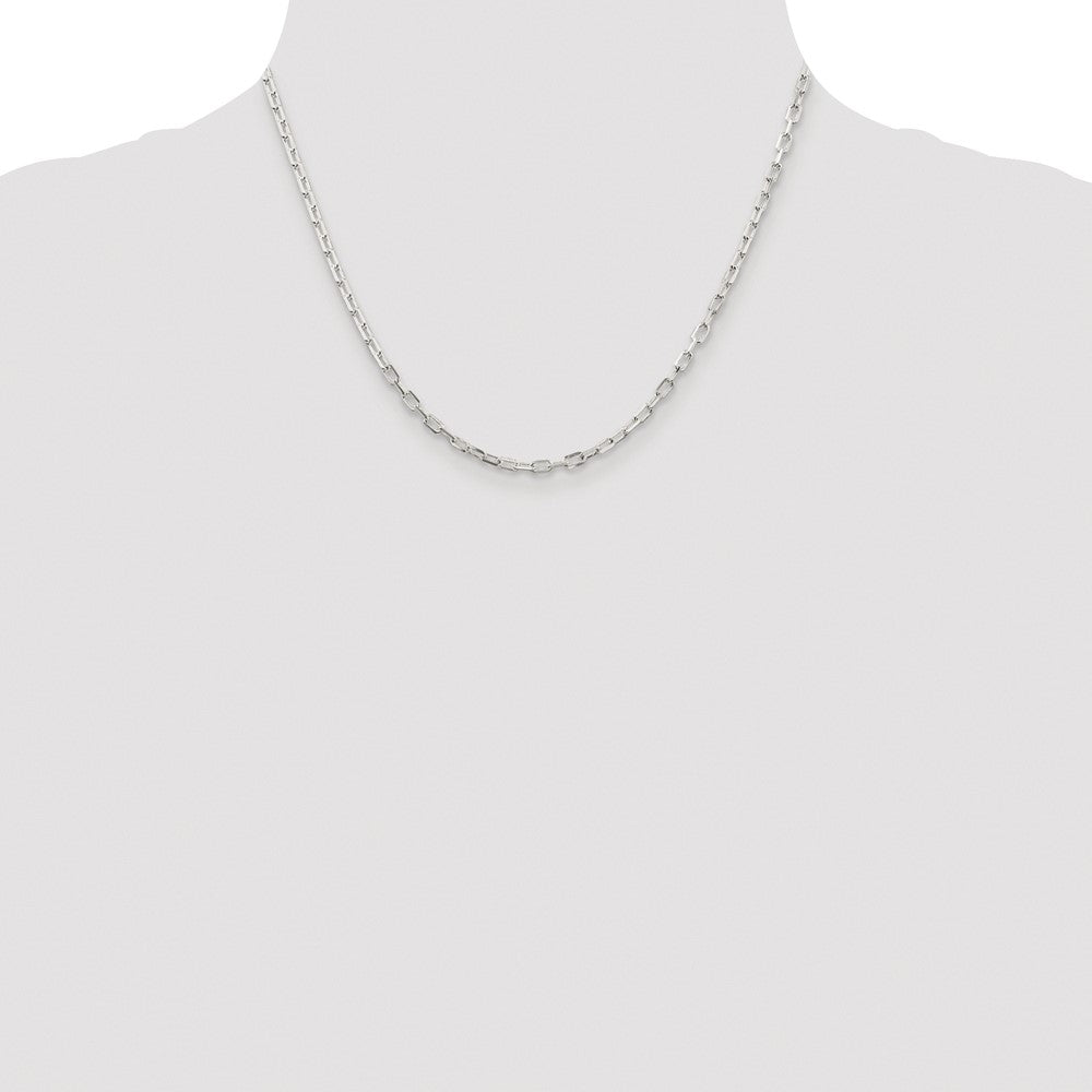 Sterling Silver Rhodium-plated 2.9mm Diamond-cut Long Link Cable Chain - 3