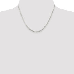 Sterling Silver Rhodium-plated 2.9mm Diamond-cut Long Link Cable Chain - 3