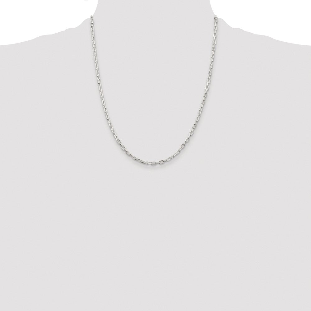 Sterling Silver Rhodium-plated 2.9mm Diamond-cut Long Link Cable Chain - 5