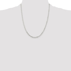 Sterling Silver Rhodium-plated 2.9mm Diamond-cut Long Link Cable Chain - 5