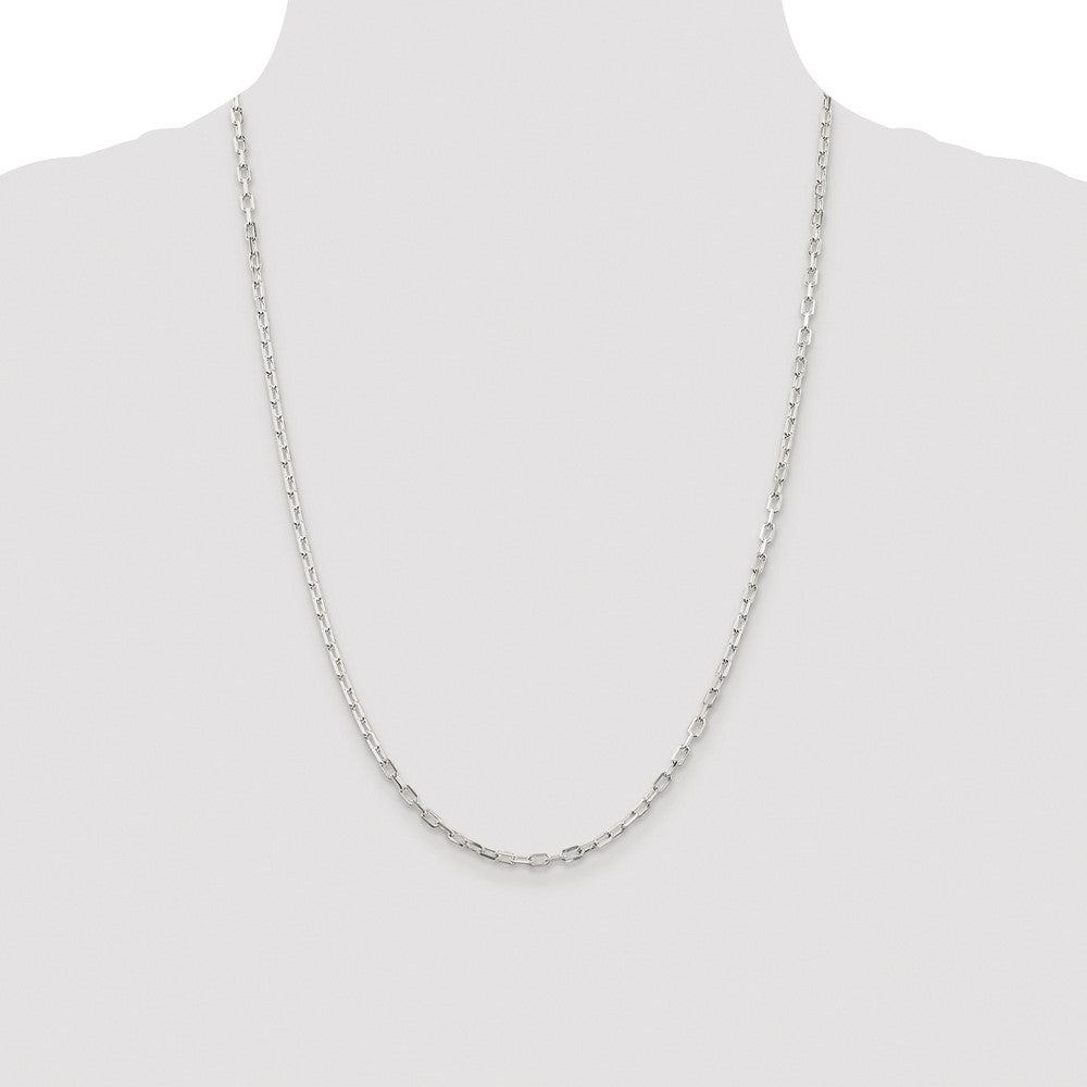 Sterling Silver Rhodium-plated 2.9mm Diamond-cut Long Link Cable Chain - 6