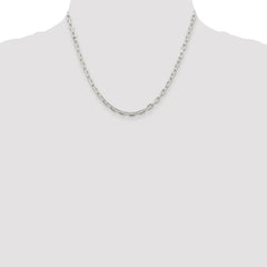 Sterling Silver Rhodium-plated 3.75mm Diamond-cut Long Link Cable Chain