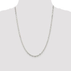 Sterling Silver Rhodium-plated 3.75mm Diamond-cut Long Link Cable Chain - 3