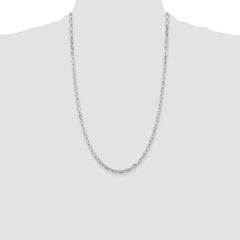 Sterling Silver Rhodium-plated 3.75mm Diamond-cut Long Link Cable Chain - 7