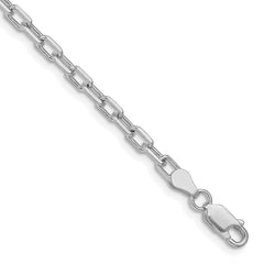 Sterling Silver Rhodium-plated 3.75mm Diamond-cut Long Link Cable Chain - 6