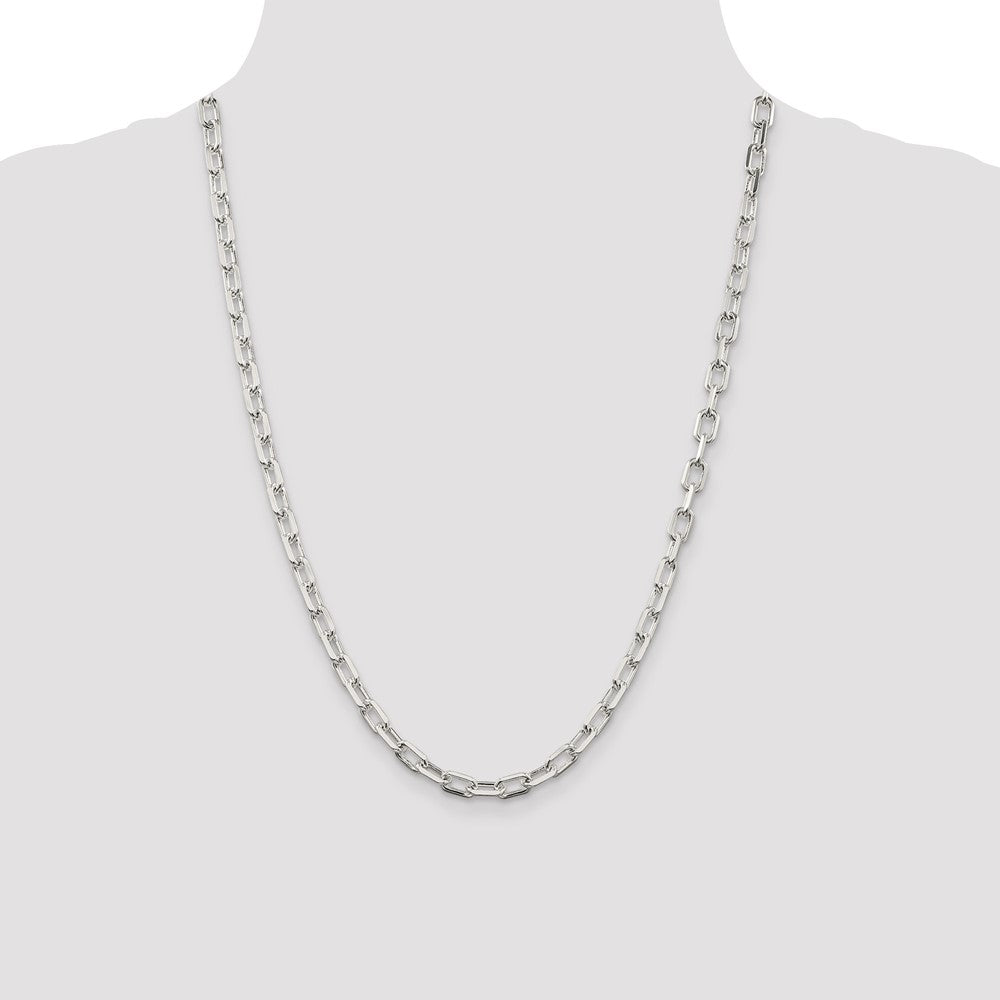 Sterling Silver 5.75mm Diamond-cut Long Link Cable Chain