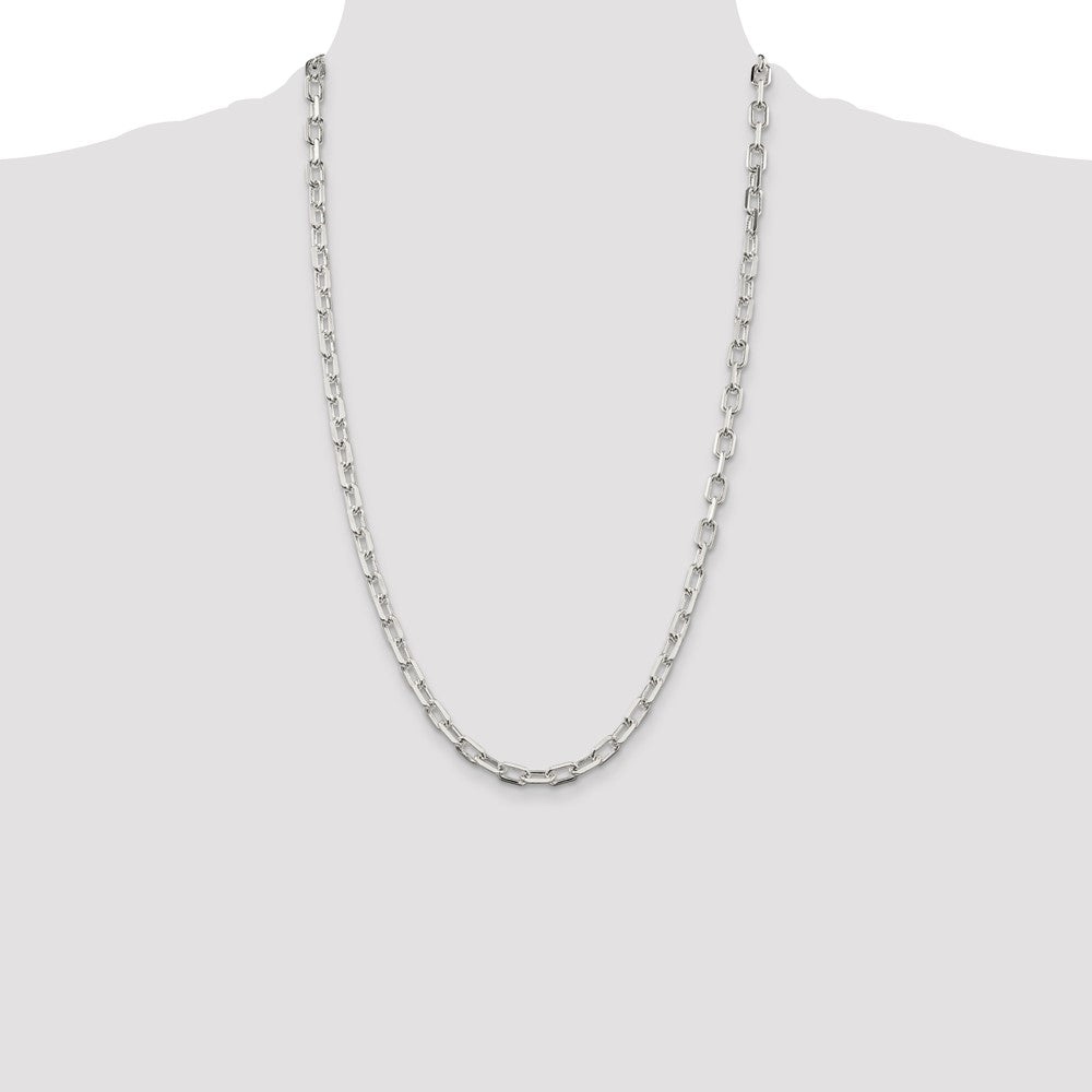 Sterling Silver 5.75mm Diamond-cut Long Link Cable Chain