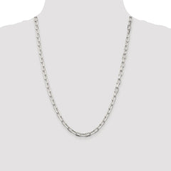 Sterling Silver Rhodium-plated 5.75mm Diamond-cut Long Link Cable Chain - 5