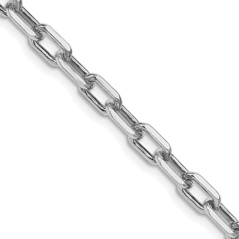 Sterling Silver Rhodium-plated 5.75mm Diamond-cut Long Link Cable Chain - 6