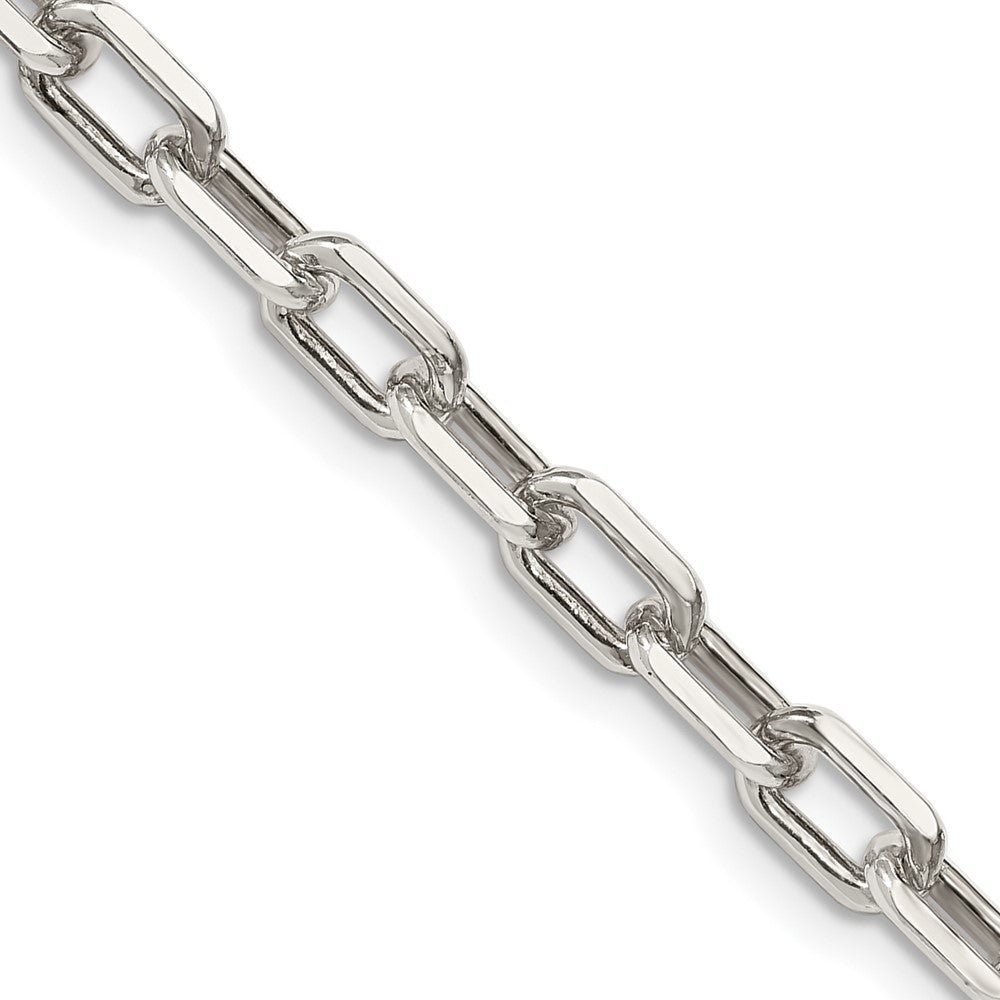 Sterling Silver 5.75mm Diamond-cut Long Link Cable Chain - 6