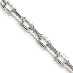 Sterling Silver 5.75mm Diamond-cut Long Link Cable Chain - 6