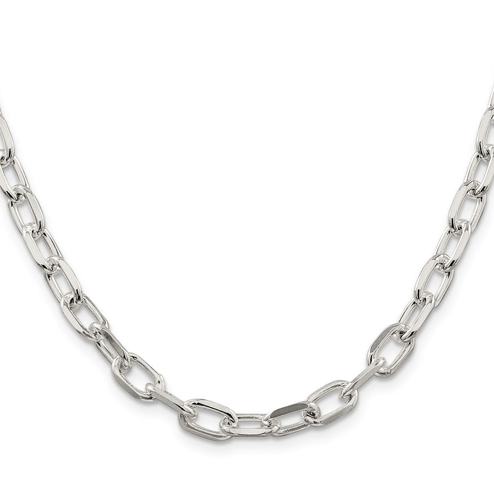 Sterling Silver 6.65mm Diamond-cut Long Link Cable Chain