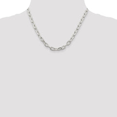 Sterling Silver 6.65mm Diamond-cut Long Link Cable Chain