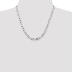 Sterling Silver 6.65mm Diamond-cut Long Link Cable Chain