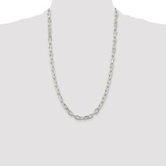 Sterling Silver Rhodium-plated 6.65mm Diamond-cut Long Link Cable Chain - 5