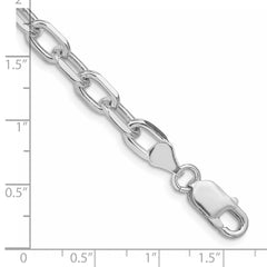Sterling Silver Rhodium-plated 6.65mm Diamond-cut Long Link Cable Chain - 3