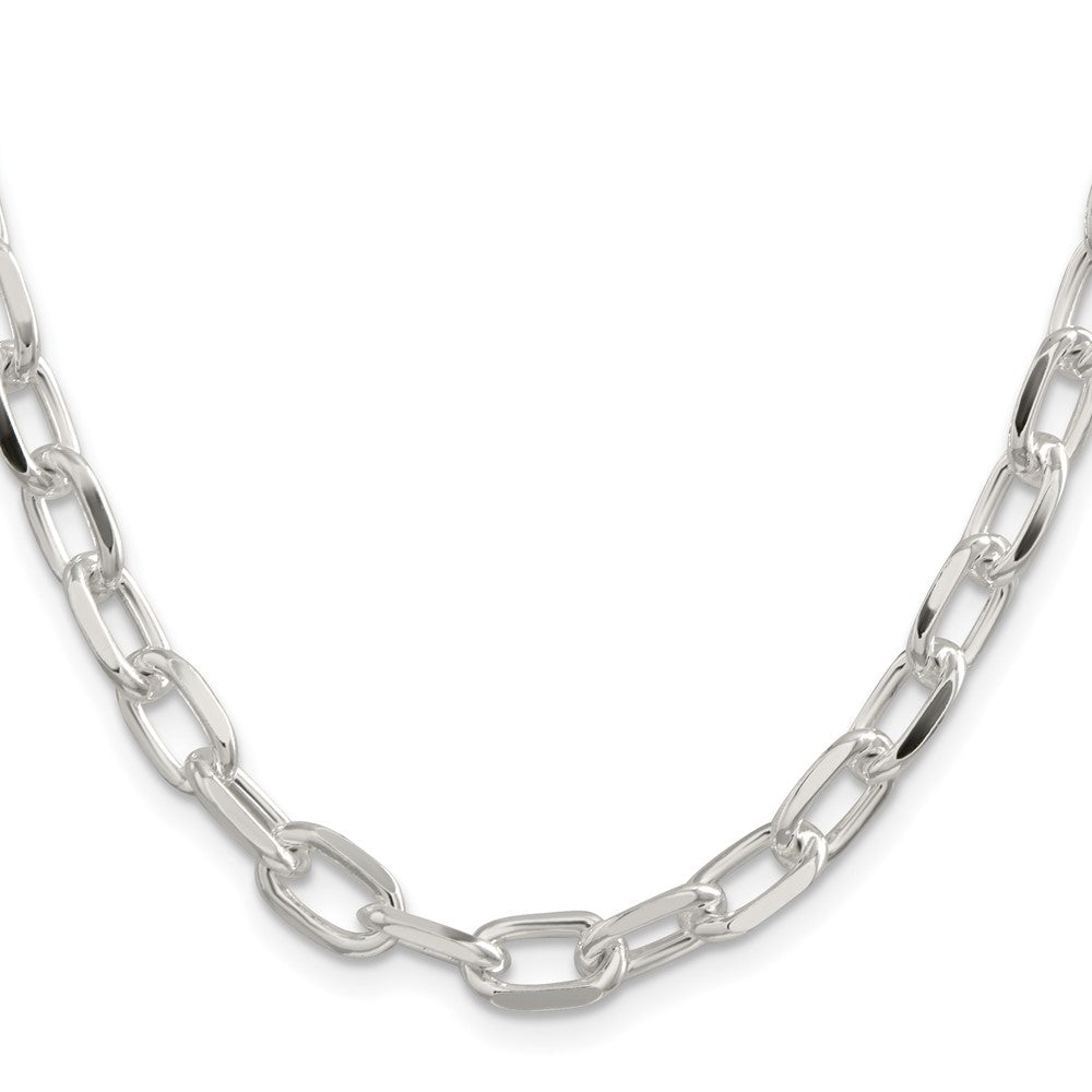 Sterling Silver 7.5mm Diamond-cut Long Link Cable Chain