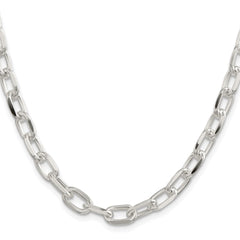 Sterling Silver Rhodium-plated 7.5mm Diamond-cut Long Link Cable Chain - 5