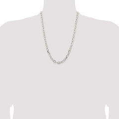 Sterling Silver Rhodium-plated 7.5mm Diamond-cut Long Link Cable Chain - 3