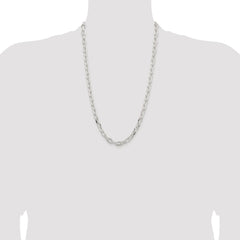 Sterling Silver Rhodium-plated 7.5mm Diamond-cut Long Link Cable Chain - 5