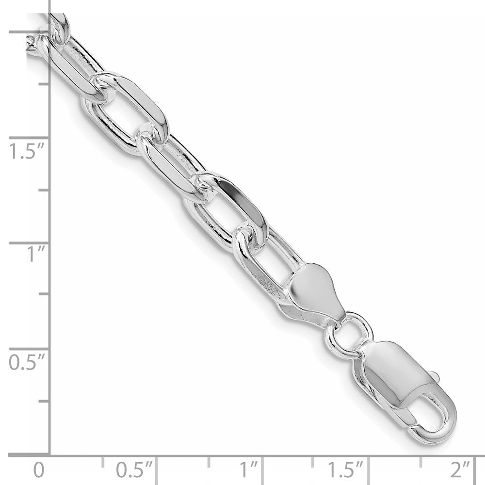 Sterling Silver Rhodium-plated 7.5mm Diamond-cut Long Link Cable Chain - 4