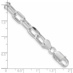 Sterling Silver Rhodium-plated 7.5mm Diamond-cut Long Link Cable Chain - 4